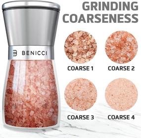 img 3 attached to 🧂 Refillable Stainless Steel Salt and Pepper Grinders Set - Two 5 oz Spice Shakers with Adjustable Coarse Mills - Easy to Clean Ceramic Grinders - Includes BONUS Wooden Spoon and Cleaning Brush