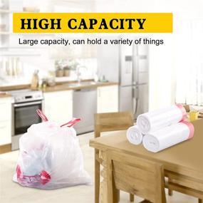 img 1 attached to 60 Count of Keweilian Drawstring Small Trash Bags - 4-6 Gallon Capacity for Bathroom, Kitchen, Bedroom, Office - White Unscented Garbage Bags with Extra Thickness