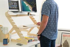 img 3 attached to 🖥️ Readydesk 2 - Transform Any Desk into a Dual Monitor Adjustable Standing Desk - USA-Made Sustainable Birch Wood - Birch Color