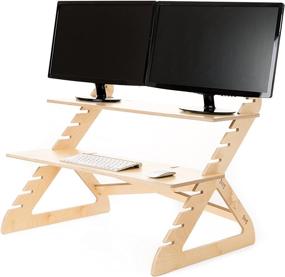 img 2 attached to 🖥️ Readydesk 2 - Transform Any Desk into a Dual Monitor Adjustable Standing Desk - USA-Made Sustainable Birch Wood - Birch Color