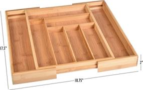 img 3 attached to 🍽️ Adjustable Bamboo Kitchen Drawer Organizer - Customizable Tray Width for Perfect Fit, Spacious Design to Accommodate Various Utensils and Cutlery Sizes