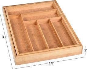 img 2 attached to 🍽️ Adjustable Bamboo Kitchen Drawer Organizer - Customizable Tray Width for Perfect Fit, Spacious Design to Accommodate Various Utensils and Cutlery Sizes