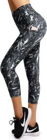 img 3 attached to OMANTIC Leggings Waisted Capris Black Graffiti