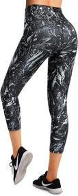 img 2 attached to OMANTIC Leggings Waisted Capris Black Graffiti