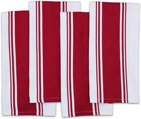 img 3 attached to 🔴 AMOUR INFINI Classic Stripe Kitchen Dish Towels - 4 Pack, 28 x 20 Inch, Over-sized, Multi-use Kitchen Towels - 100% Ring Spun Premium Cotton, Highly Absorbent Tea Towels in Red