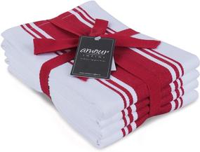 img 4 attached to 🔴 AMOUR INFINI Classic Stripe Kitchen Dish Towels - 4 Pack, 28 x 20 Inch, Over-sized, Multi-use Kitchen Towels - 100% Ring Spun Premium Cotton, Highly Absorbent Tea Towels in Red