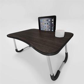 img 4 attached to 🖥️ Portable Laptop Table Desk for Bed and Sofa - Foldable Workstation with Tablet and Cup Holder - Black Laptop Stand by Corson Tools