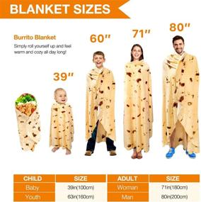 img 3 attached to 🌯 80-Inch Double-Sided Giant Burrito Blanket for Adults and Kids - Realistic Tortilla Food Blanket for Fun and Cozy Moments - Beige Color