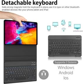 img 2 attached to SENGBIRCH iPad Pro 11 Inch Case with Keyboard and Bluetooth Keyboard Case for iPad Air 4/10.9 Inch - Detachable Keyboard and Protective Cover - Supports Apple Pencil Charging - Double Layer PU - Black