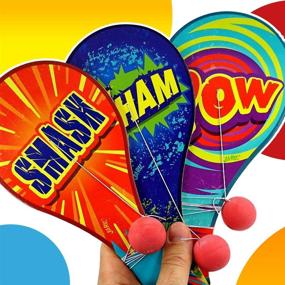 img 1 attached to 🏓 JA-RU Wood Paddle Ball with String (Pack of 3) - Classic Game Toy for Endless Fun!