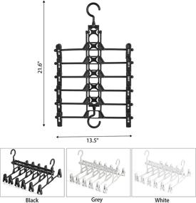 img 2 attached to 👖 MOONIGHT Plastic Pant Hangers with Clips, Closet Organizer Storage for Pants and Skirts, Space Saving Foldable Hangers, Black 2 Pack