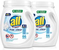 all mighty pacs with stainlifters - free clear laundry detergent, 66 count (pack of 2) - ideal for sensitive skin logo