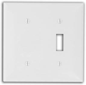 img 1 attached to Leviton 80706-W 2-Gang, 1-Toggle 1-Blank Device Combination 🔌 Wallplate: Standard Size, White - Enhanced Convenience for Wallplate Installation