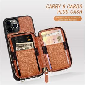 img 3 attached to 📱 ZVE iPhone 11 Pro Max Zipper Wallet Case with Credit Card Holder Slot, Handbag Purse Style with Wrist Strap, Genuine Leather Case for Apple iPhone 11 Pro Max 6.5 inch - Brown