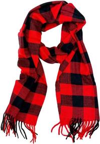 img 4 attached to Plum Feathers Cashmere Black Red Buffalo Men's Scarf Accessories: Stylish & Luxurious