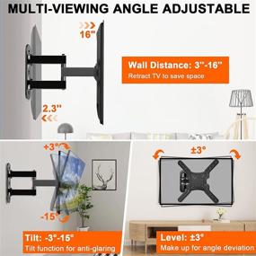 img 2 attached to 📺 Premium Full Motion TV Wall Mount Bracket - 28-60" LED LCD Flat Curved Screen TVs - KDG TV Mount with Articulating Arms - Swivels, Tilts, and Extends - Max VESA 400x400mm - Holds up to 80lbs