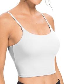 img 4 attached to oyioyiyo Women's Padded Sports Bras: Longline Medium Support for Yoga, Workout, Running, Fitness Tank Top