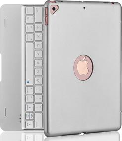 img 4 attached to Silver Bluetooth iPad Keyboard Case for New iPad 10.2 9th 2021/8th 2020/7th 🔋 2019, iPad Air 3 10.5 2019, iPad Pro 10.5 2017 with 135° Smart Hard Cover