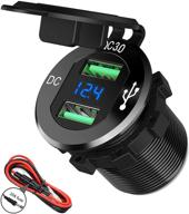 🔌 high-speed 12v usb outlet with digital voltmeter for cars, boats, motorcycles, and more - sunnytrip qc3.0 dual usb fast charger logo