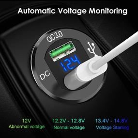 img 2 attached to 🔌 High-Speed 12V USB Outlet with Digital Voltmeter for Cars, Boats, Motorcycles, and More - SunnyTrip QC3.0 Dual USB Fast Charger