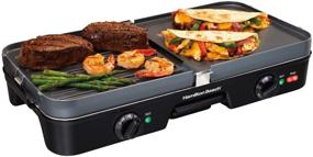 img 4 attached to Hamilton Beach 3-in-1 Electric Indoor Grill + Griddle: 8-Serving, Reversible Nonstick Plates, Adjustable Temperature (38546), Black