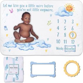 img 4 attached to 📸 Capture Memorable Moments with Baby Milestone Blanket: Unisex Monthly Blanket for Boys & Girls, Includes Markers - 60"x40" Cloud and Sun Pattern