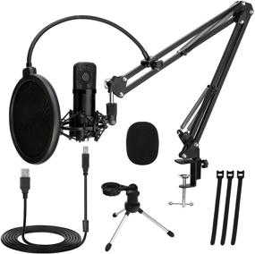 img 4 attached to 🎙️ TonyKey Studio Gaming Recording Streaming Podcasting YouTube PC Microphone with 2 Stands - Plug and Play Computer Microphone