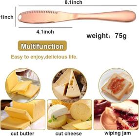 img 3 attached to 🔪 Aulpon Multi-function Stainless Steel Spreader 2 pack - 3 in 1 Kitchen Gadgets, Professional Chef Slicer and Butter Knife Compatible with Shea Butter (Black and Rose Gold)