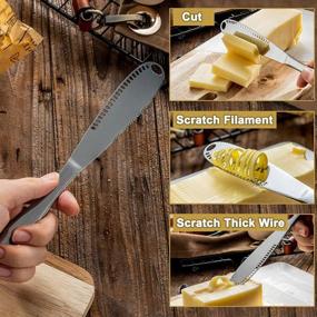 img 2 attached to 🔪 Aulpon Multi-function Stainless Steel Spreader 2 pack - 3 in 1 Kitchen Gadgets, Professional Chef Slicer and Butter Knife Compatible with Shea Butter (Black and Rose Gold)