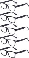 👓 affordable 5 pairs of reading glasses with spring hinge - unisex readers for reading (matte black, 1.50) logo