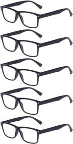 img 4 attached to 👓 Affordable 5 Pairs of Reading Glasses with Spring Hinge - Unisex Readers for Reading (Matte Black, 1.50)