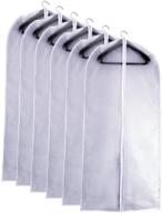 👔 pack of 6 hanging garment bags - lightweight clear white suit protector covers (24''x48'') with durable full zipper - ideal for suit clothes storage in closet (white, 24''x48'') логотип