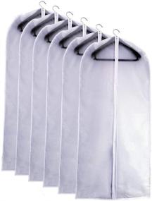 img 4 attached to 👔 Pack of 6 Hanging Garment Bags - Lightweight Clear White Suit Protector Covers (24''X48'') with Durable Full Zipper - Ideal for Suit Clothes Storage in Closet (White, 24''X48'')