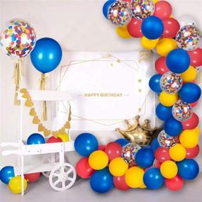 img 2 attached to 🎪 Carnival Circus Balloons Arch Kit 130pcs - Red, Blue, Yellow Confetti Latex Balloons Garland - Birthday, Graduation, Carnival Party Decor