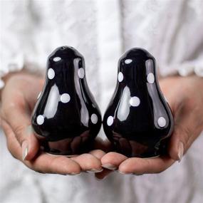 img 4 attached to 🎁 Charming Handmade Black and White Polka Dot Ceramic Salt and Pepper Pots: Perfect Gift for Housewarming!