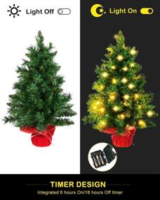 img 1 attached to 🎄 24-Inch Pre-lit Artificial Mini Christmas Tree - Vlorart Tabletop Small Christmas Tree with Lights, Small LED Lights, Cloth Bag, Wooden Base