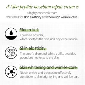 img 1 attached to Revitalizing K-beauty: d'Alba White Truffle Peptide No-Sebum Repair Cream for Skin's pH Balance, Dermatologist-Tested, Fragrance-Free, Alcohol-Free, Anti-Aging with BHA, Tocopherol Acetate, Niacinamide, Adenosine - Enhance Skin Relief, Vitality, and Glow