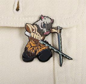 img 2 attached to 🔥 Demon Slayer Beast Enamel Lapel Pin Brooch Badges: Add Style to Your Collar, Jeans, Backpack, Cap, Hat, and Shirt with Lookerbuy