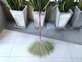 img 3 attached to 🧹 Set of 3 Oriental Thai Whisk Brooms with Solid Wood Handle for Sweeping, Handmade Dustpan Brush & Cotton Sweeper Cover included - Premium Asian Brooms made with Natural Grass for Decorative Cleaning