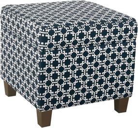 img 4 attached to 🔷 HomePop Lift-Off Square Ottoman - Navy Lattice