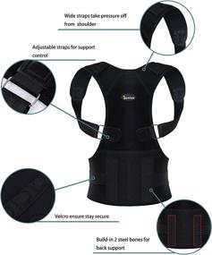 img 3 attached to 🌟 Junlan Back Pain Relief Support Posture Corrector: Adjustable Shoulder Brace with Lumbar Support Belt for Men & Women - Prevent Slouching (Black, S)