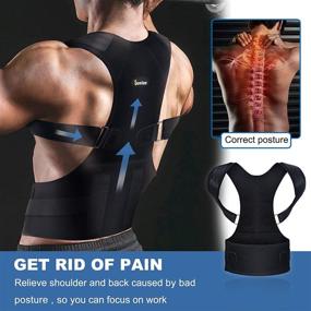 img 1 attached to 🌟 Junlan Back Pain Relief Support Posture Corrector: Adjustable Shoulder Brace with Lumbar Support Belt for Men & Women - Prevent Slouching (Black, S)