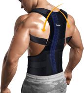 🌟 junlan back pain relief support posture corrector: adjustable shoulder brace with lumbar support belt for men & women - prevent slouching (black, s) логотип