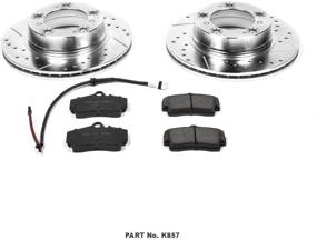 img 2 attached to 🛠️ Улучшенный комплект для повышения производительности: задние тормозные колодки Power Stop K857 Z23 из углеродного волокна с сверлеными и нарезанными тормозными дисками.
