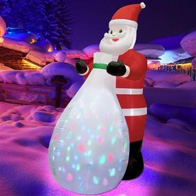 img 4 attached to 🎅 Twinkle Star 8 FT Christmas Inflatables Santa Claus: Colorful Rotating LED Lights & Gift Bag – Vibrant Xmas Décor for Indoor Outdoor, Light Up Lawn Yard & Garden Decorations