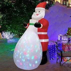 img 1 attached to 🎅 Twinkle Star 8 FT Christmas Inflatables Santa Claus: Colorful Rotating LED Lights & Gift Bag – Vibrant Xmas Décor for Indoor Outdoor, Light Up Lawn Yard & Garden Decorations