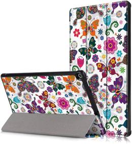 img 4 attached to 🦋 Gylint All-New Fire HD 10 2019 Case: Premium Folio Smart-Shell Stand Cover with Auto Sleep/Wake - Compatible with 7th & 9th Generations, 2017-2019 Releases Butterfly