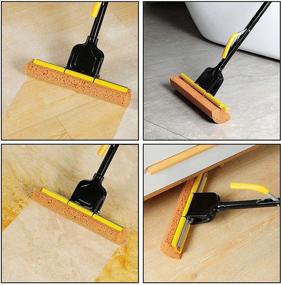 img 3 attached to Eyliden Sponge Mop: Effortlessly Clean Tile Floors, Bathrooms & Garages with Dry Wringing Iron Handle - Model F-20 (2 Sponge Heads Included)