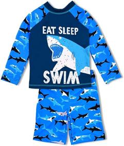 img 4 attached to 🩱 Boys' Sleeve Sunsuit Swimwear: Piece Swimsuits for Ultimate Comfort and Style