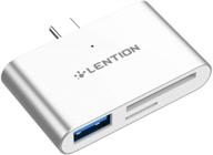 lention usb c to sd / micro sd card reader with usb 3.0 adapter - compatible with 2021-2016 macbook pro, new ipad pro/mac air, surface, phone/tablet, and more - stable driver certified - silver (cb-cs15) logo